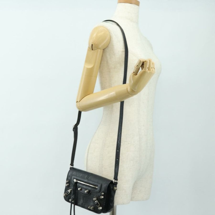 【日本直送】BALENCIAGA Le Cagole 單肩包,黑色/銀色皮革,貨號 781911,正品編號 181560SAM-26