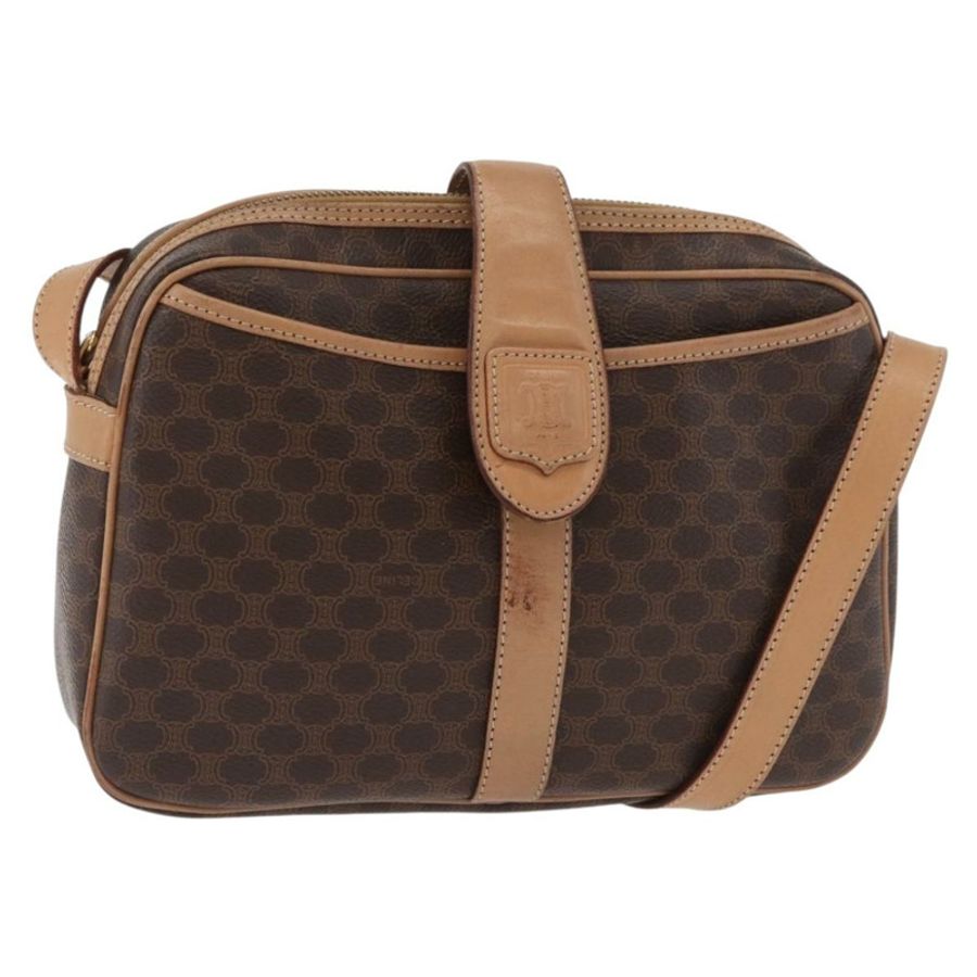 【日本直送】CELINE Macadam帆布肩背包 PVC皮革 棕色 金色 正品 181476A-0