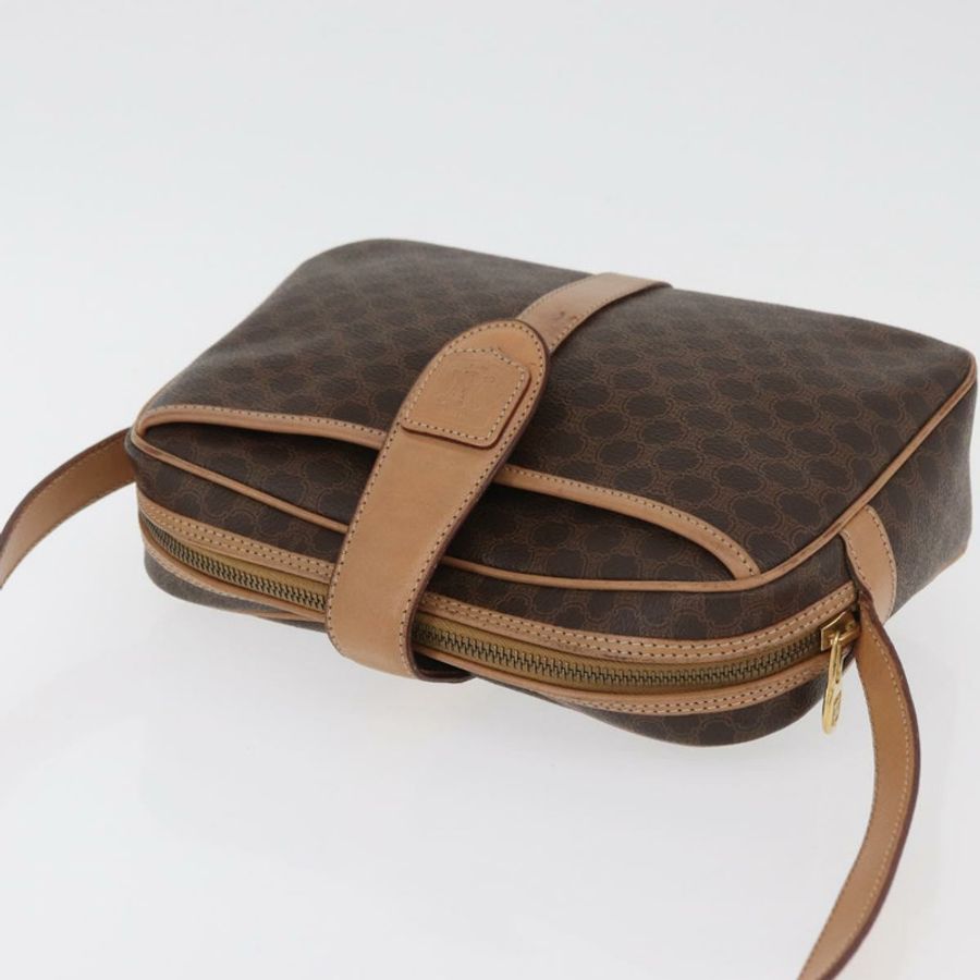 【日本直送】CELINE Macadam帆布肩背包 PVC皮革 棕色 金色 正品 181476A-6