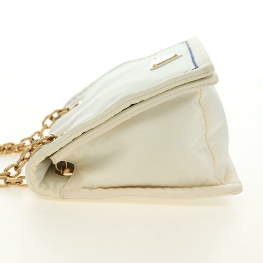 【日本直送】PRADA 鏈條單肩包 尼龍 白色 金色 正品 181426V-2