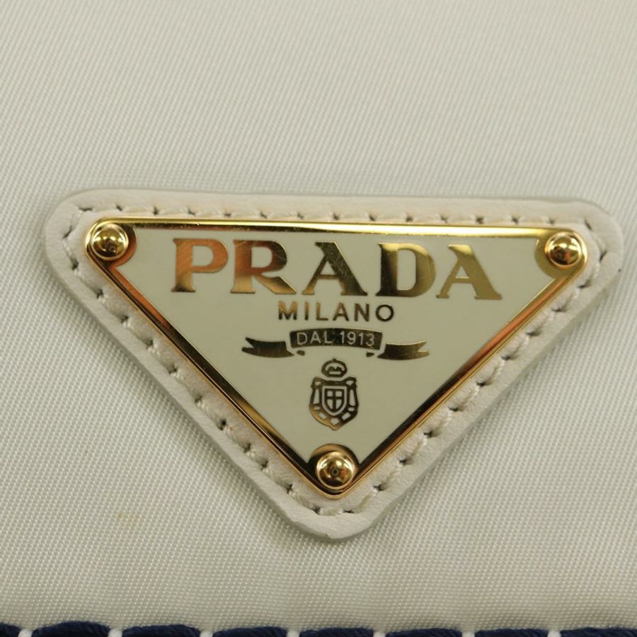 【日本直送】PRADA 鏈條單肩包 尼龍 白色 金色 正品 181426V-19