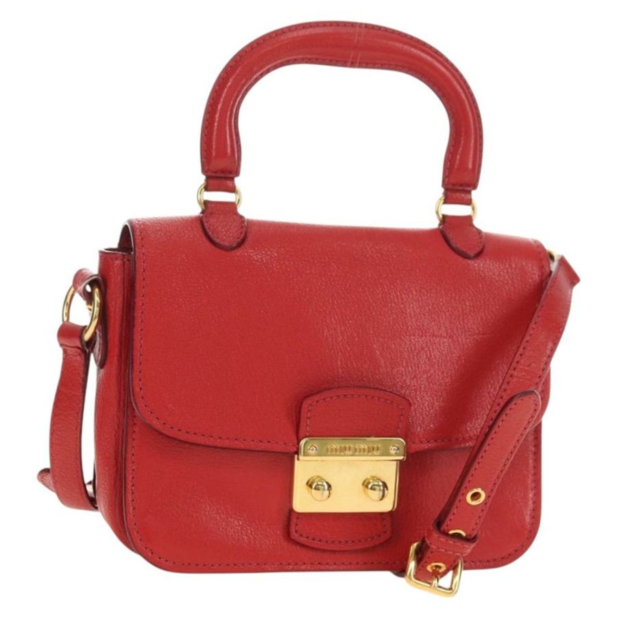 【日本直送】Miu Miu 手提包 皮革 兩用 紅色 金色 正品 181477V-0