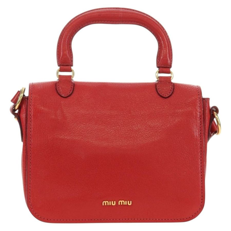 【日本直送】Miu Miu 手提包 皮革 兩用 紅色 金色 正品 181477V-1
