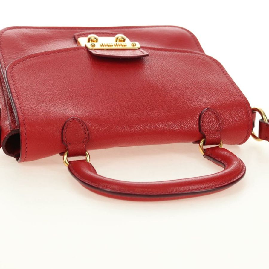 【日本直送】Miu Miu 手提包 皮革 兩用 紅色 金色 正品 181477V-5
