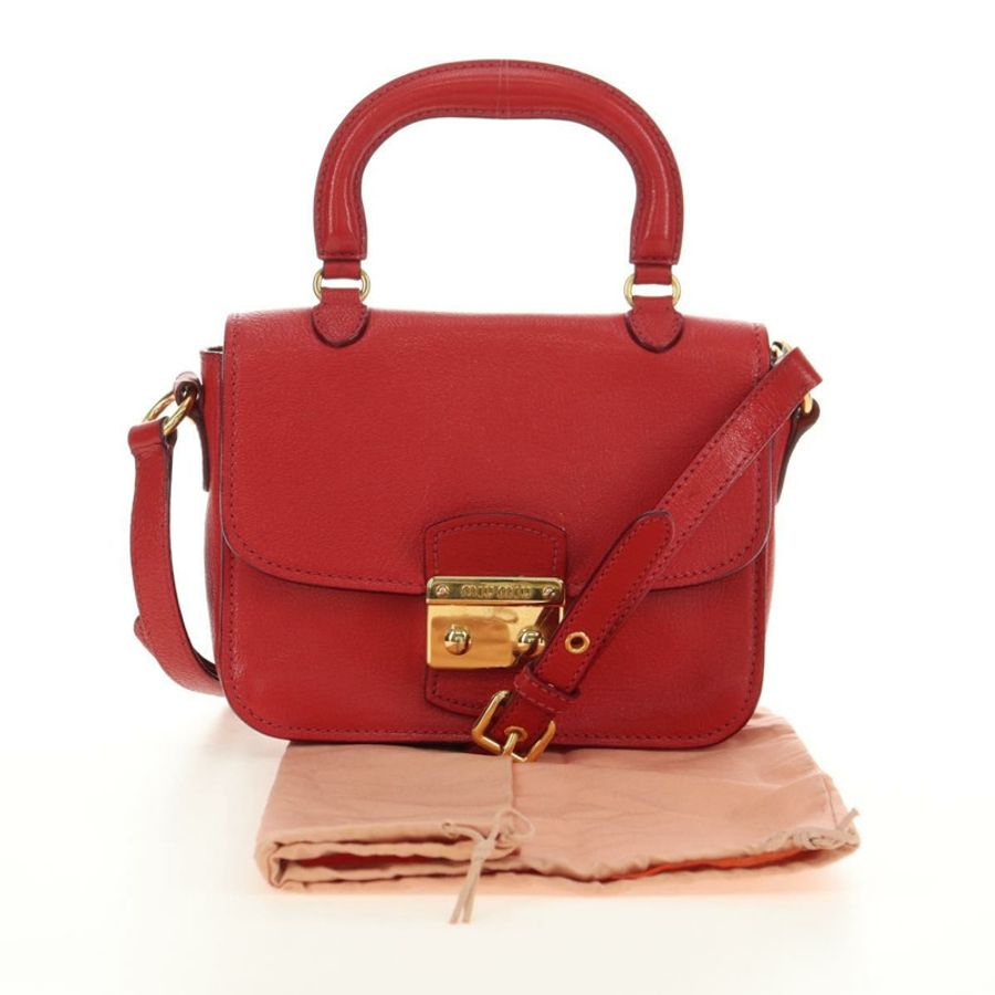 【日本直送】Miu Miu 手提包 皮革 兩用 紅色 金色 正品 181477V-11