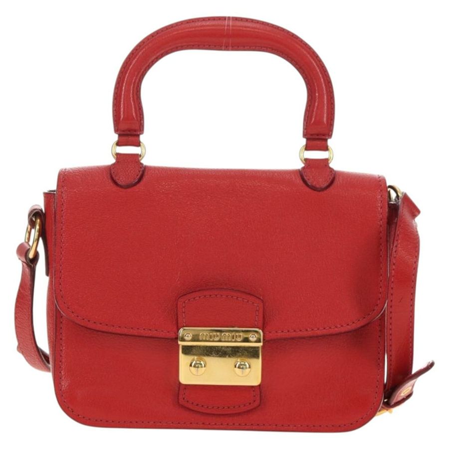 【日本直送】Miu Miu 手提包 皮革 兩用 紅色 金色 正品 181477V-12