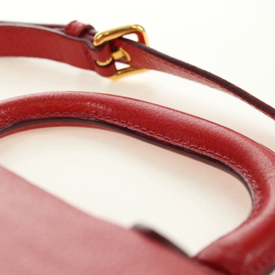 【日本直送】Miu Miu 手提包 皮革 兩用 紅色 金色 正品 181477V-13