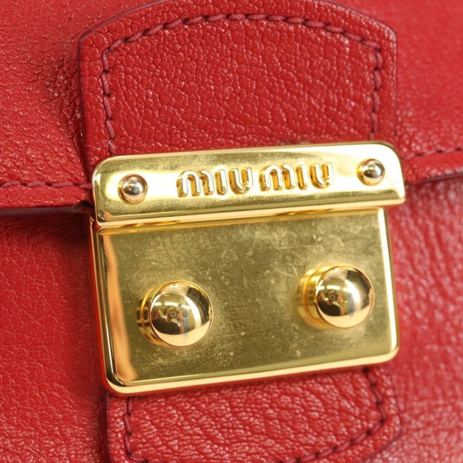 【日本直送】Miu Miu 手提包 皮革 兩用 紅色 金色 正品 181477V-21