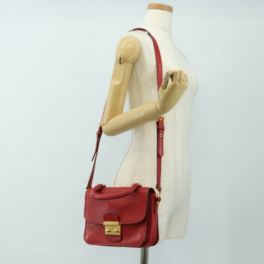 【日本直送】Miu Miu 手提包 皮革 兩用 紅色 金色 正品 181477V-30