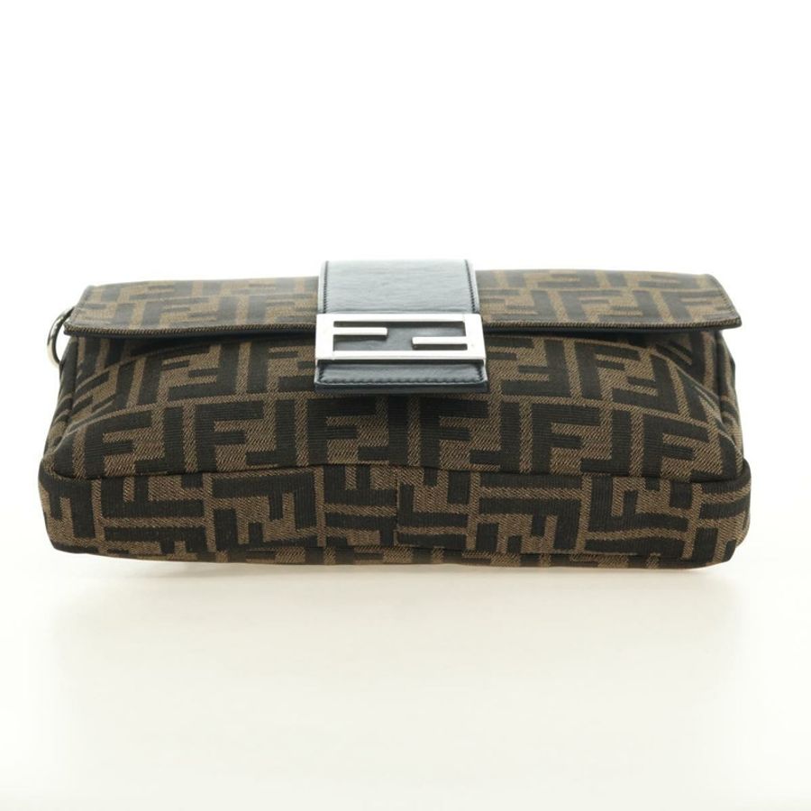 【日本直送】FENDI Zucca帆布Mamma Baguette單肩包,兩用款,黑色/棕色,正品,貨號181574SAM-4