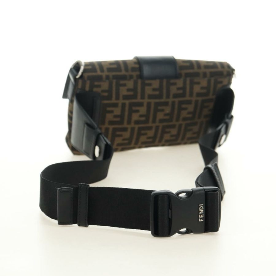 【日本直送】FENDI Zucca帆布Mamma Baguette單肩包,兩用款,黑色/棕色,正品,貨號181574SAM-6