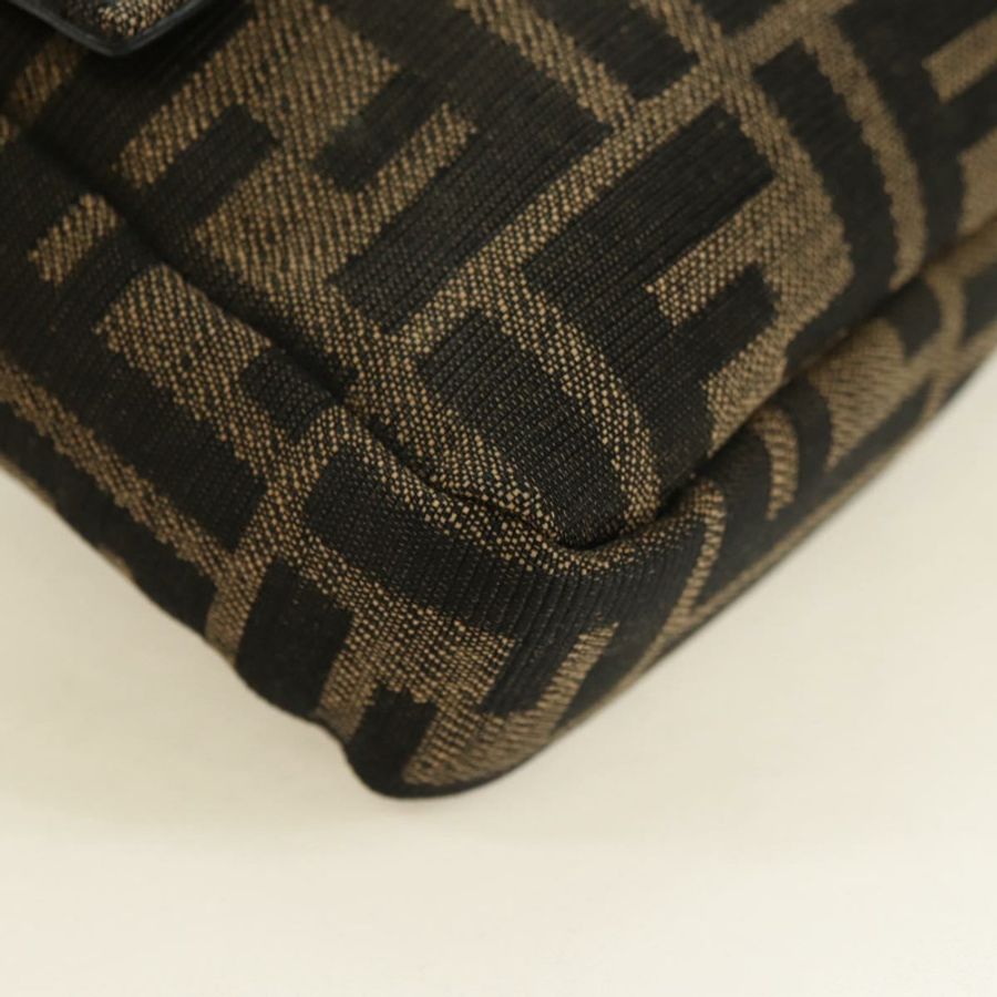 【日本直送】FENDI Zucca帆布Mamma Baguette單肩包,兩用款,黑色/棕色,正品,貨號181574SAM-14