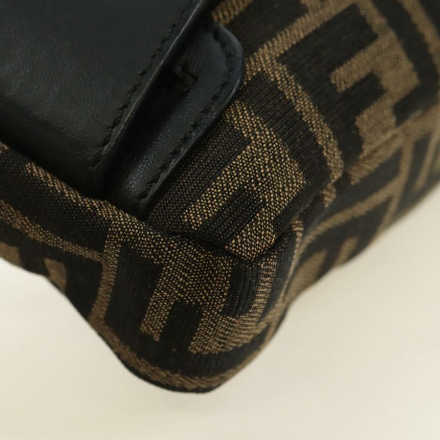 【日本直送】FENDI Zucca帆布Mamma Baguette單肩包,兩用款,黑色/棕色,正品,貨號181574SAM-16