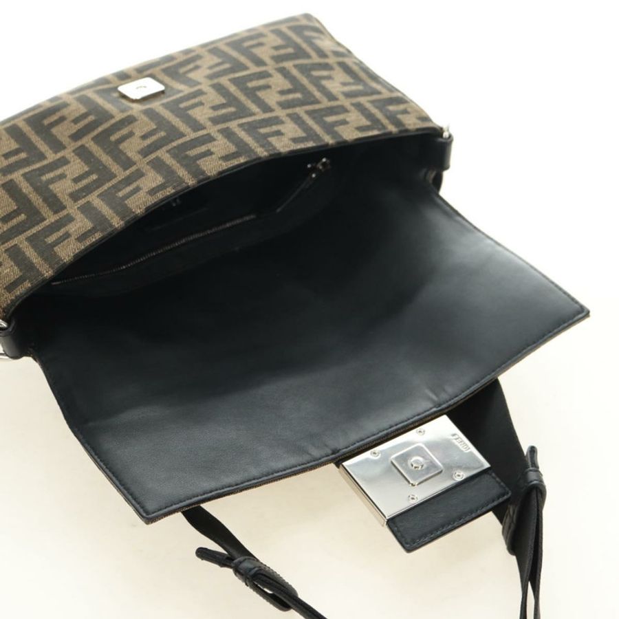 【日本直送】FENDI Zucca帆布Mamma Baguette單肩包,兩用款,黑色/棕色,正品,貨號181574SAM-20