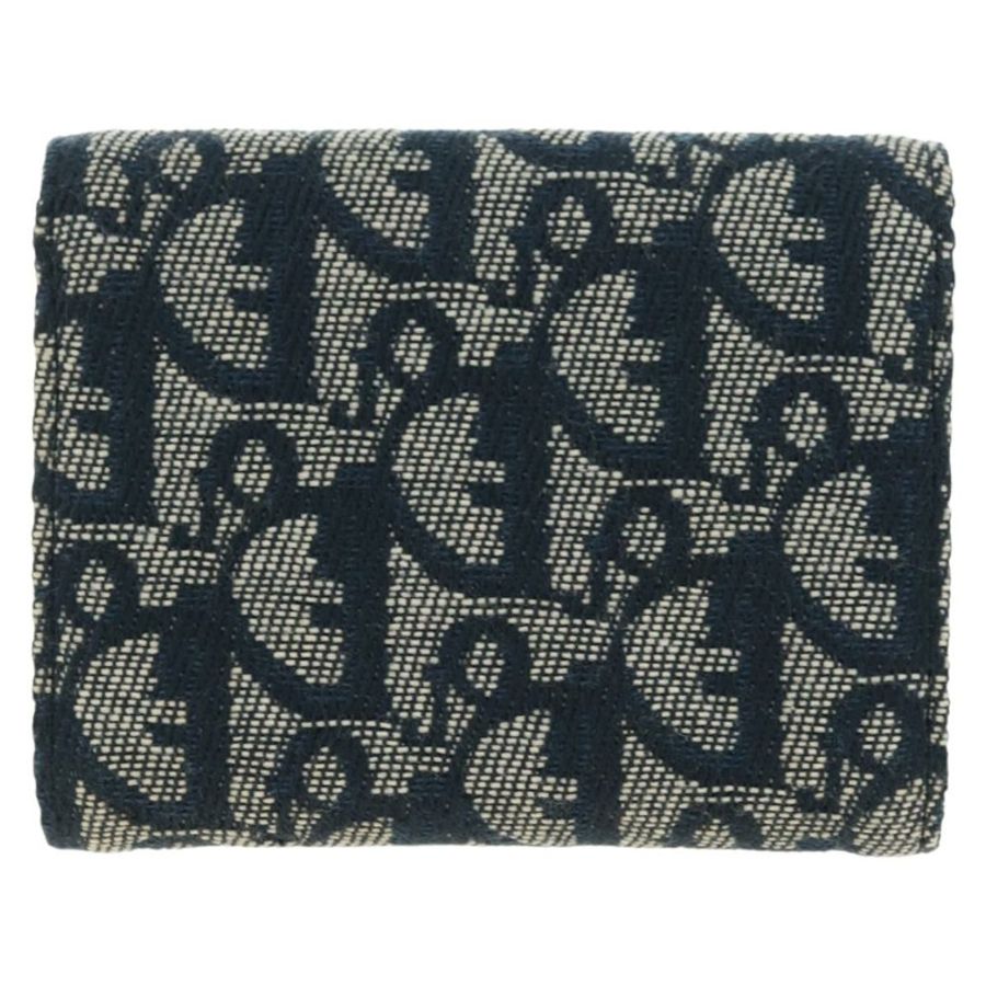 【日本直送】Christian Dior Trotter帆布馬鞍三折皮夾 海軍藍/金色 正品 181569V-1