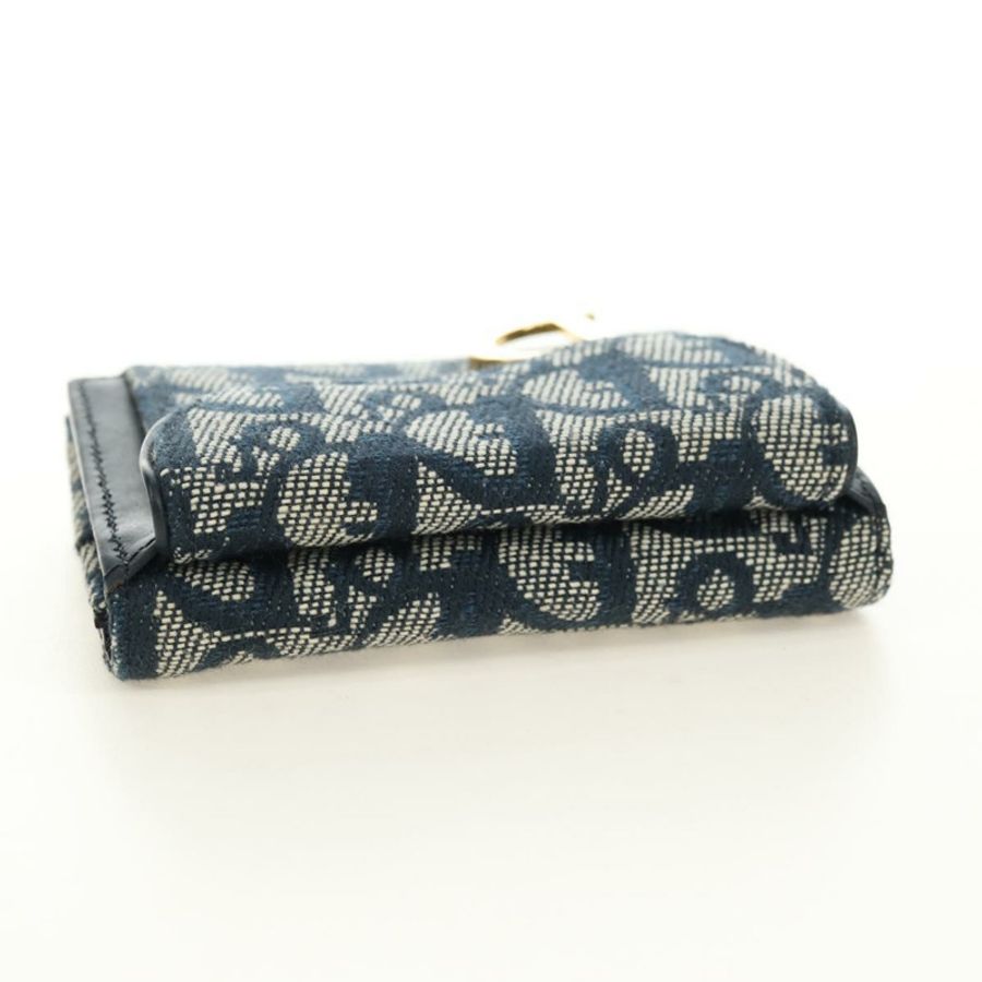 【日本直送】Christian Dior Trotter帆布馬鞍三折皮夾 海軍藍/金色 正品 181569V-4