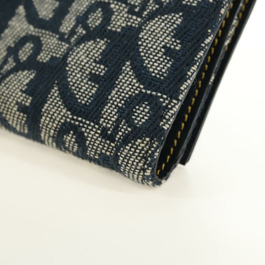 【日本直送】Christian Dior Trotter帆布馬鞍三折皮夾 海軍藍/金色 正品 181569V-16