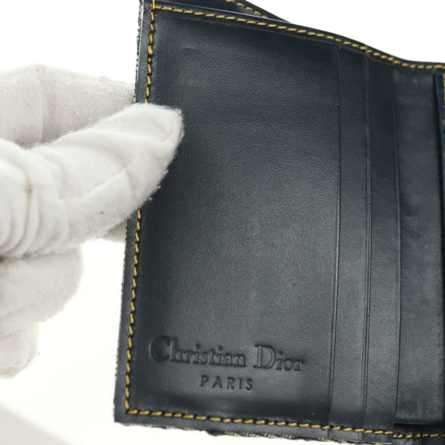 【日本直送】Christian Dior Trotter帆布馬鞍三折皮夾 海軍藍/金色 正品 181569V-19