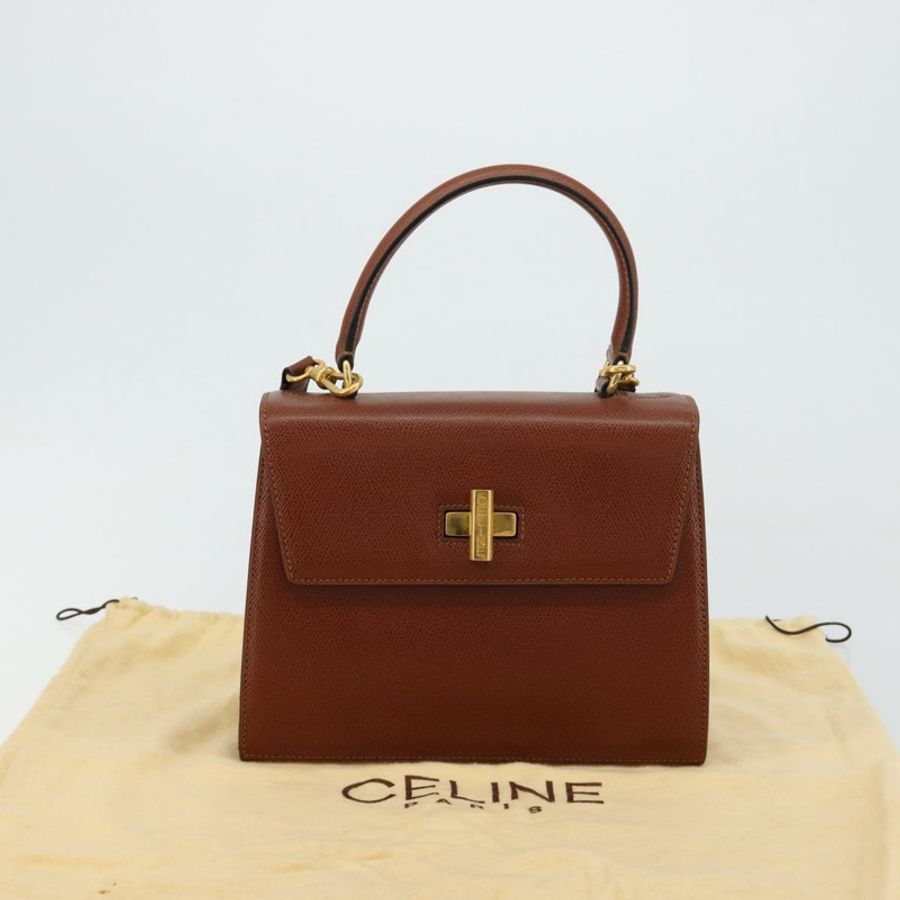 【日本直送】CELINE 手提包 皮革 兩用 棕色 金色 正品 181564A-11