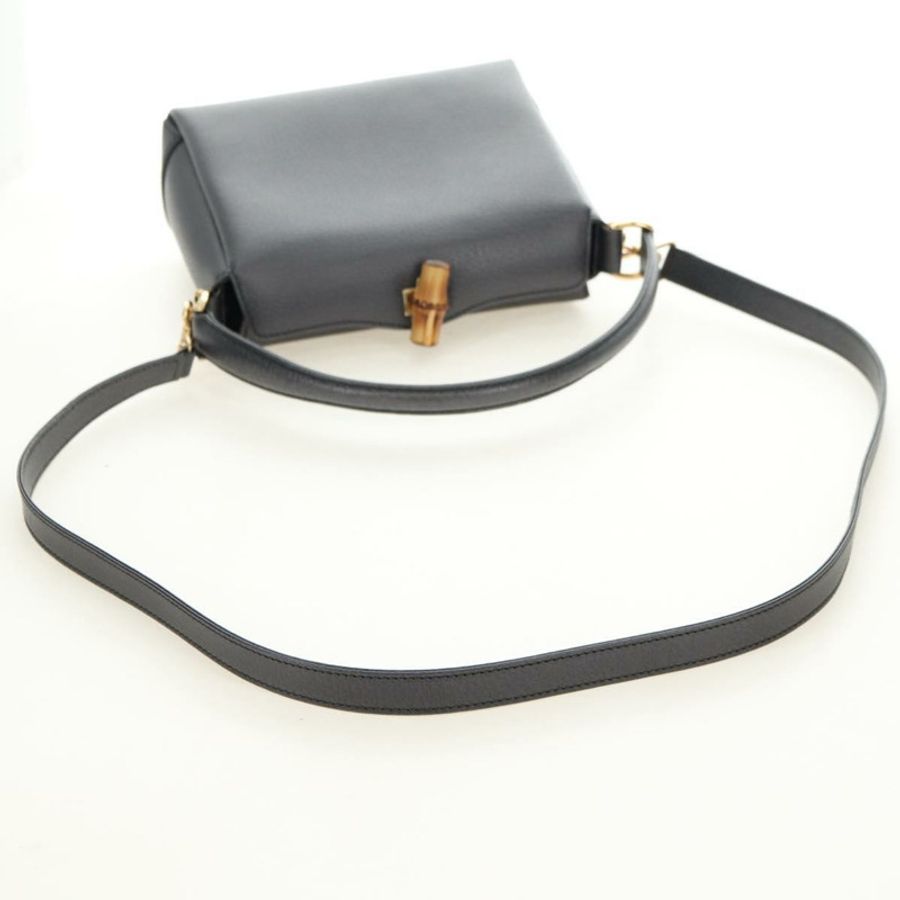 【日本直送】GUCCI 竹節手提包 皮革 兩用 灰色 金色 000 926 0175 正品 am11676V-8