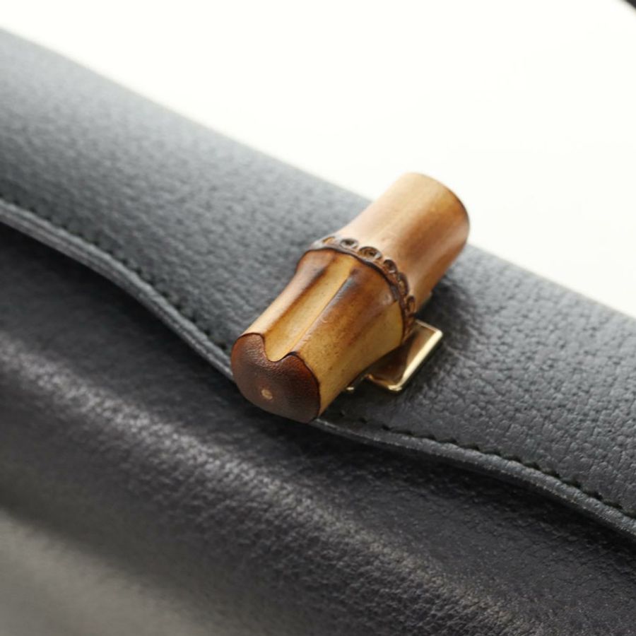 【日本直送】GUCCI 竹節手提包 皮革 兩用 灰色 金色 000 926 0175 正品 am11676V-19