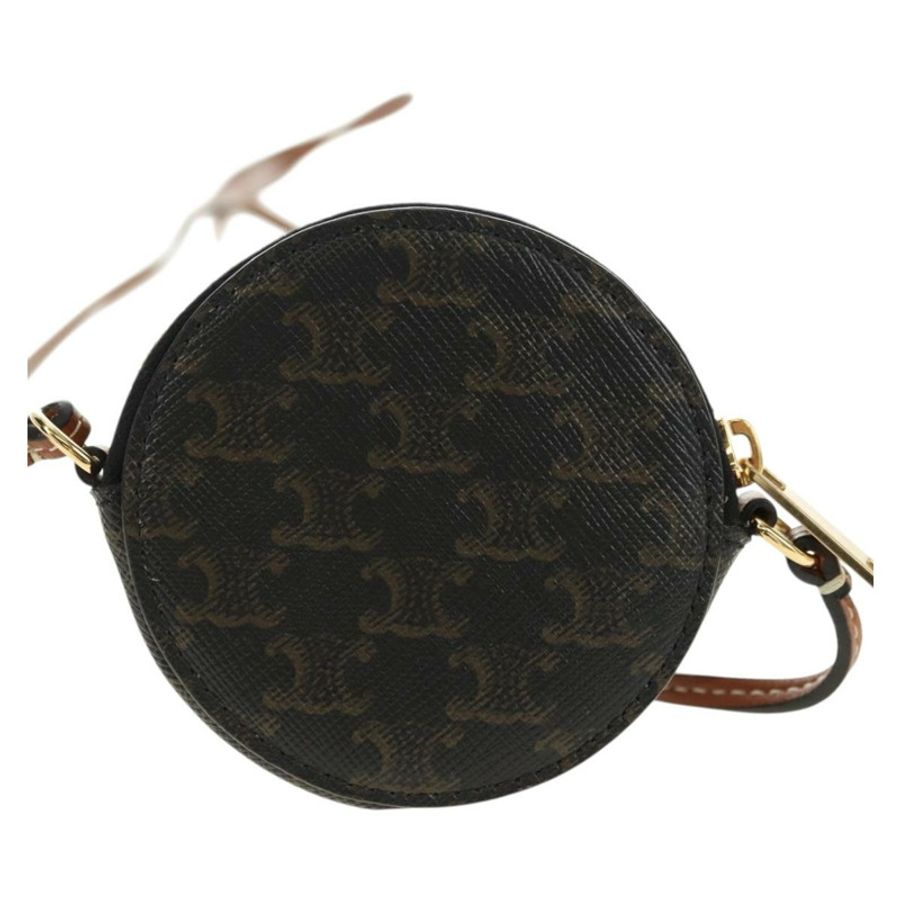 【日本直送】CELINE Macadam帆布Triomphe肩包 PVC黑色金色 Auth 181733M-1