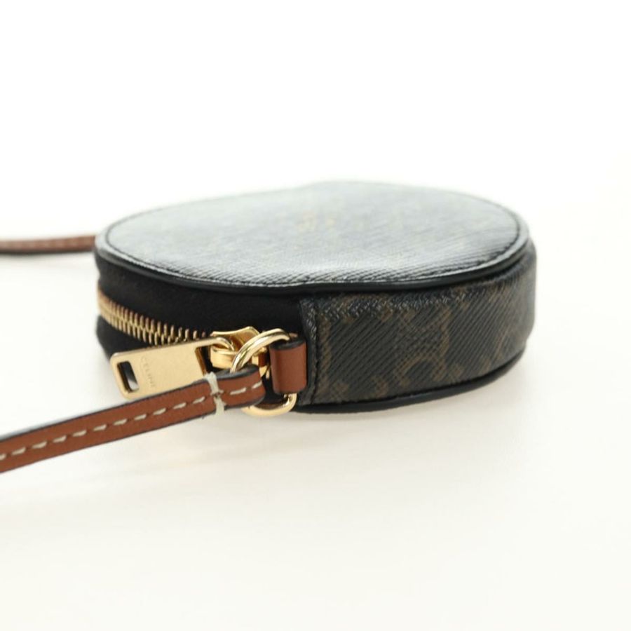 【日本直送】CELINE Macadam帆布Triomphe肩包 PVC黑色金色 Auth 181733M-2
