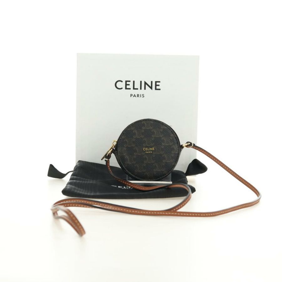 【日本直送】CELINE Macadam帆布Triomphe肩包 PVC黑色金色 Auth 181733M-11