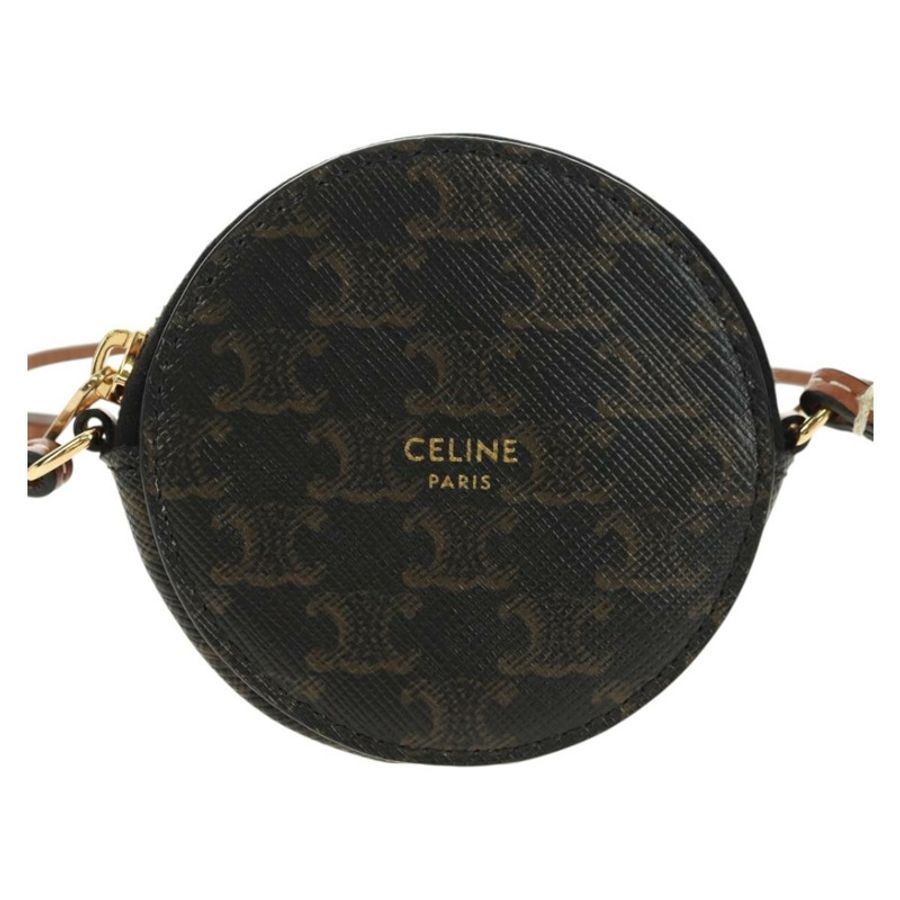【日本直送】CELINE Macadam帆布Triomphe肩包 PVC黑色金色 Auth 181733M-12