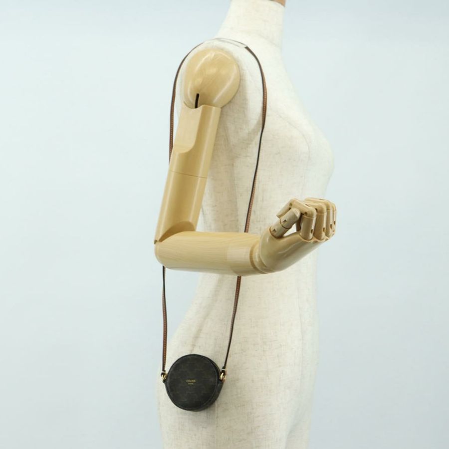 【日本直送】CELINE Macadam帆布Triomphe肩包 PVC黑色金色 Auth 181733M-20