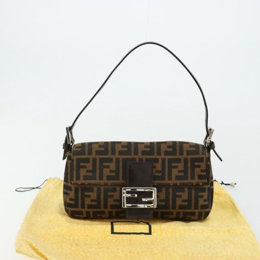 【日本直送】FENDI Zucca帆布Mamma Baguette單肩包 黑色棕色 正品 178866SAM-11