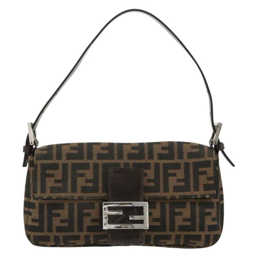 【日本直送】FENDI Zucca帆布Mamma Baguette單肩包 黑色棕色 正品 178866SAM-12