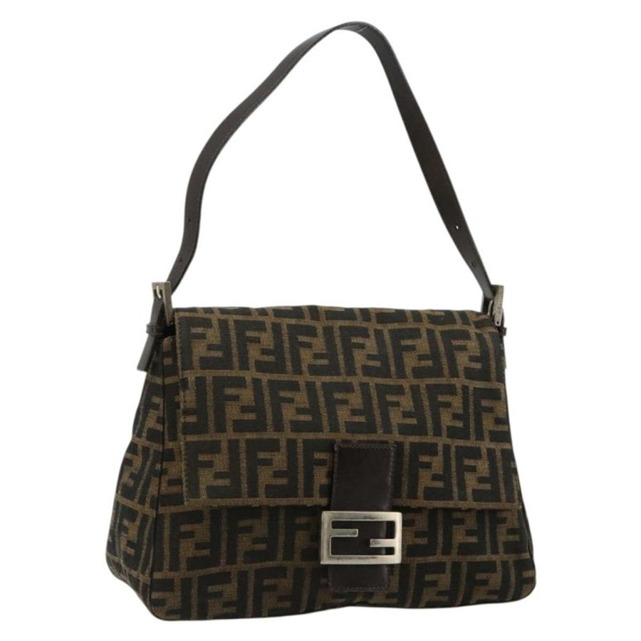 【日本直送】FENDI Zucca帆布Mamma Baguette單肩包 黑色棕色 正品 182028SAM-0