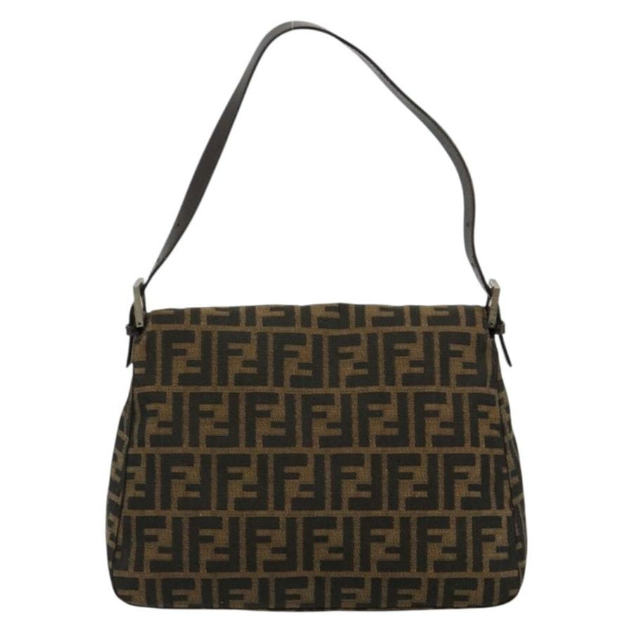 【日本直送】FENDI Zucca帆布Mamma Baguette單肩包 黑色棕色 正品 182028SAM-1