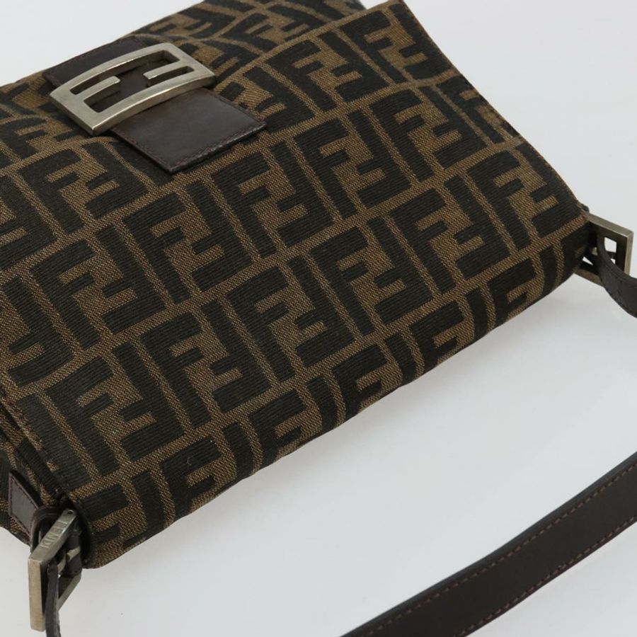 【日本直送】FENDI Zucca帆布Mamma Baguette單肩包 黑色棕色 正品 182028SAM-5