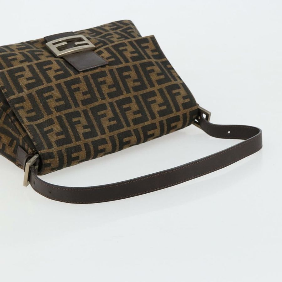 【日本直送】FENDI Zucca帆布Mamma Baguette單肩包 黑色棕色 正品 182028SAM-6