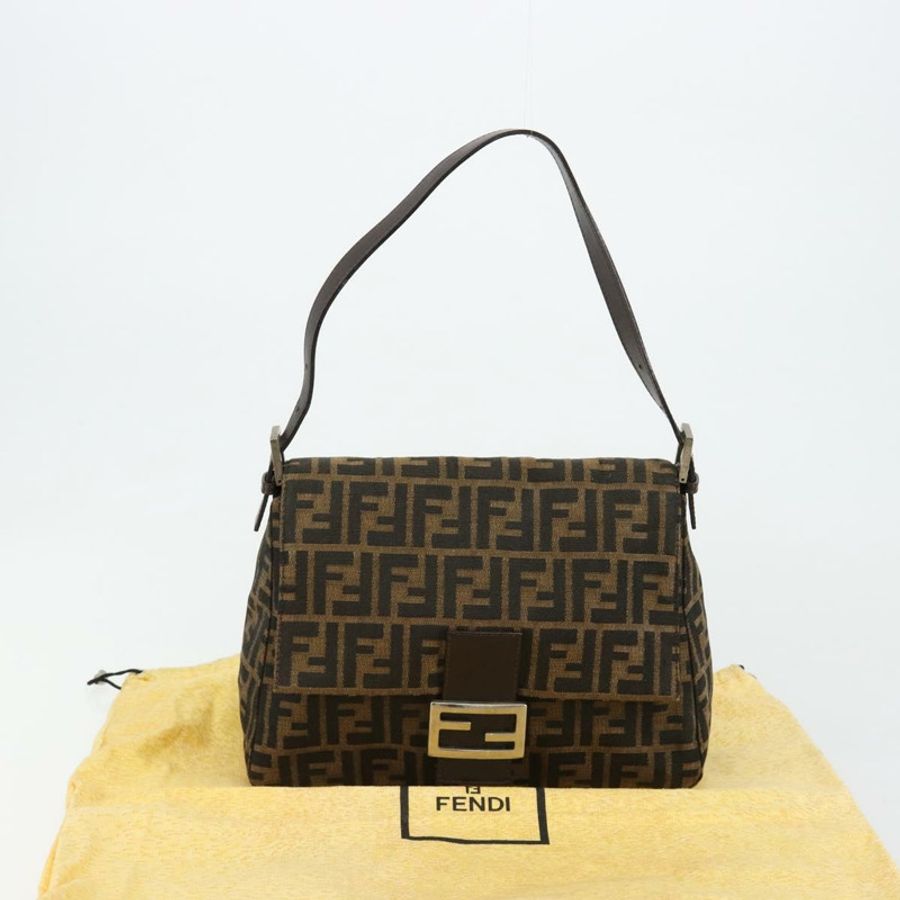 【日本直送】FENDI Zucca帆布Mamma Baguette單肩包 黑色棕色 正品 182028SAM-11