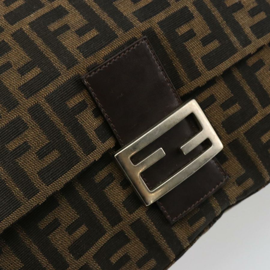 【日本直送】FENDI Zucca帆布Mamma Baguette單肩包 黑色棕色 正品 182028SAM-18