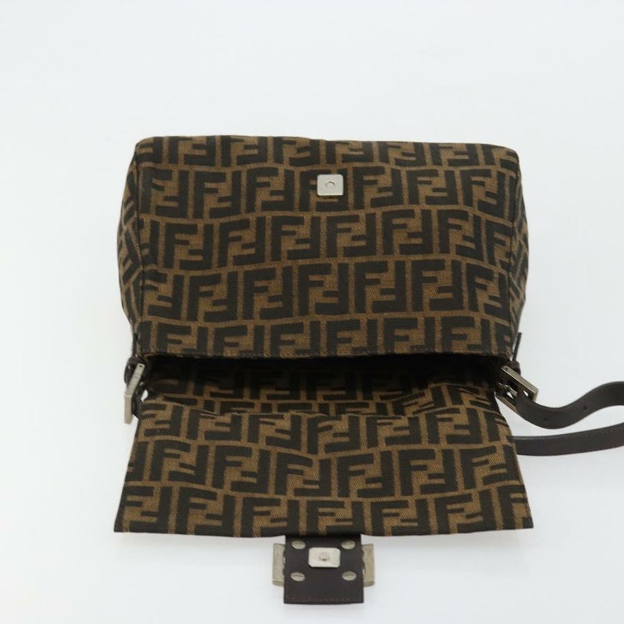 【日本直送】FENDI Zucca帆布Mamma Baguette單肩包 黑色棕色 正品 182028SAM-19