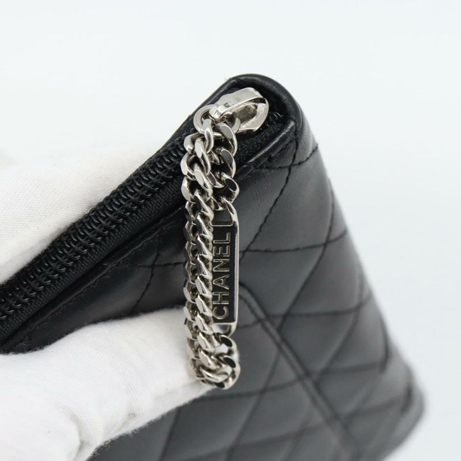 【日本直送】香奈兒 (CHANEL) 絎縫 Cambon 系列長款錢包,黑色銀色雙C標誌,正品編號 181675V-7