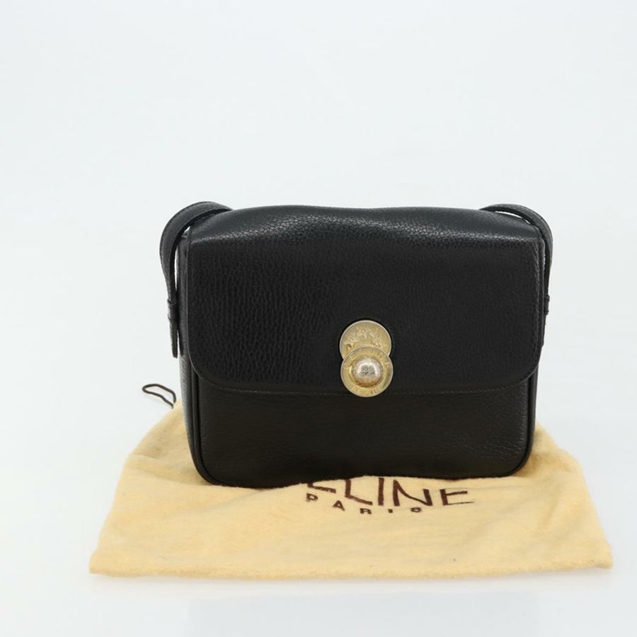 【日本直送】CELINE 黑色金色皮革肩背包，正品編號 178878A-11
