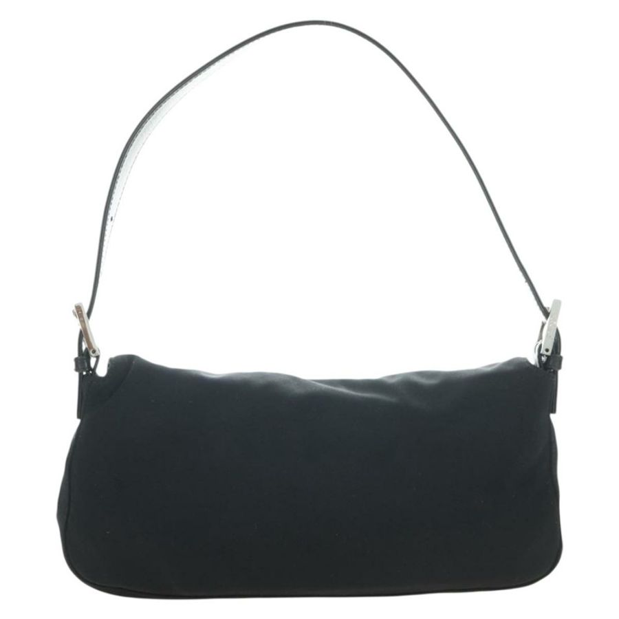【日本直送】FENDI Mamma Baguette 單肩包 棉質 黑色 銀色 正品 182029SAM-1