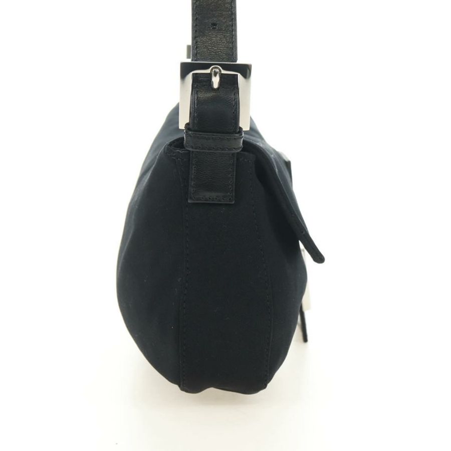【日本直送】FENDI Mamma Baguette 單肩包 棉質 黑色 銀色 正品 182029SAM-3