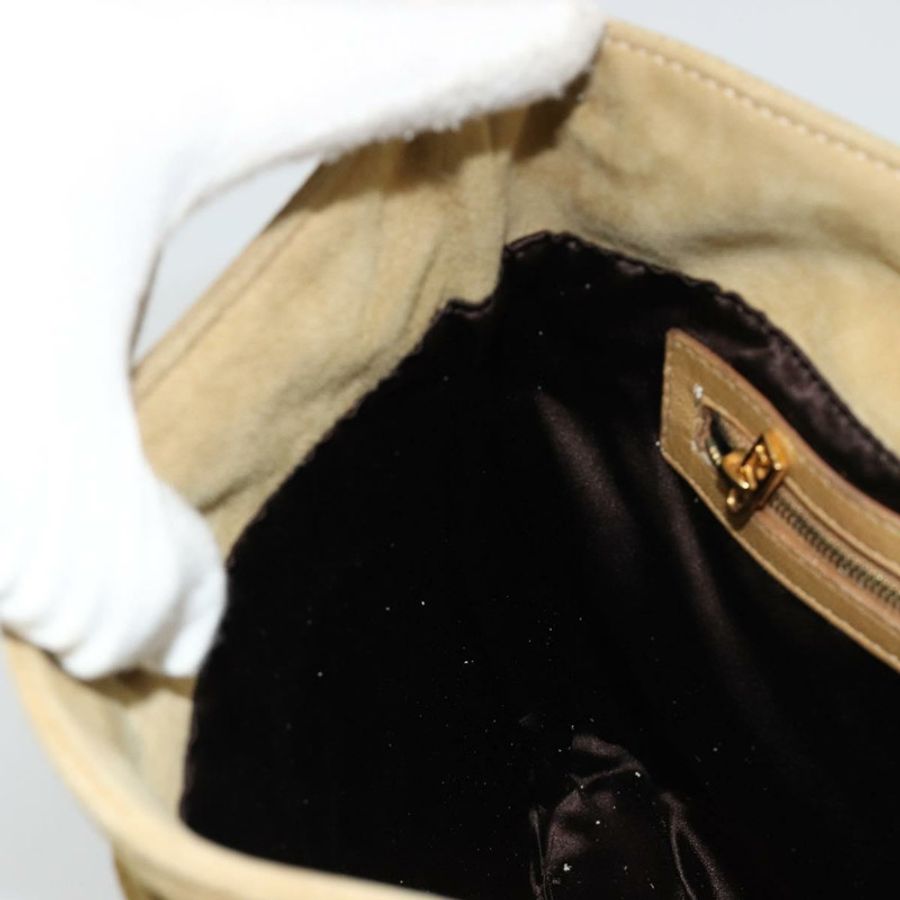 【日本直送】FENDI Mamma Baguette 肩背包 麂皮 米色 金色 正品 182030V-20