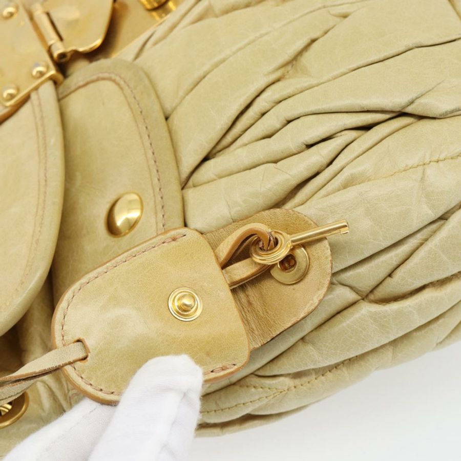 【日本直送】Miu Miu Matelasse 手提包 皮革 2way 黃金 Auth 182016V-9