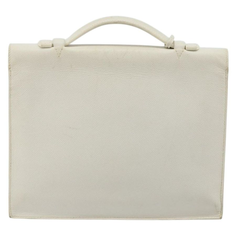【日本直送】愛馬仕 Sac Adepeche 27 手提包,白色銀色皮革,正品,貨號 182041A-1