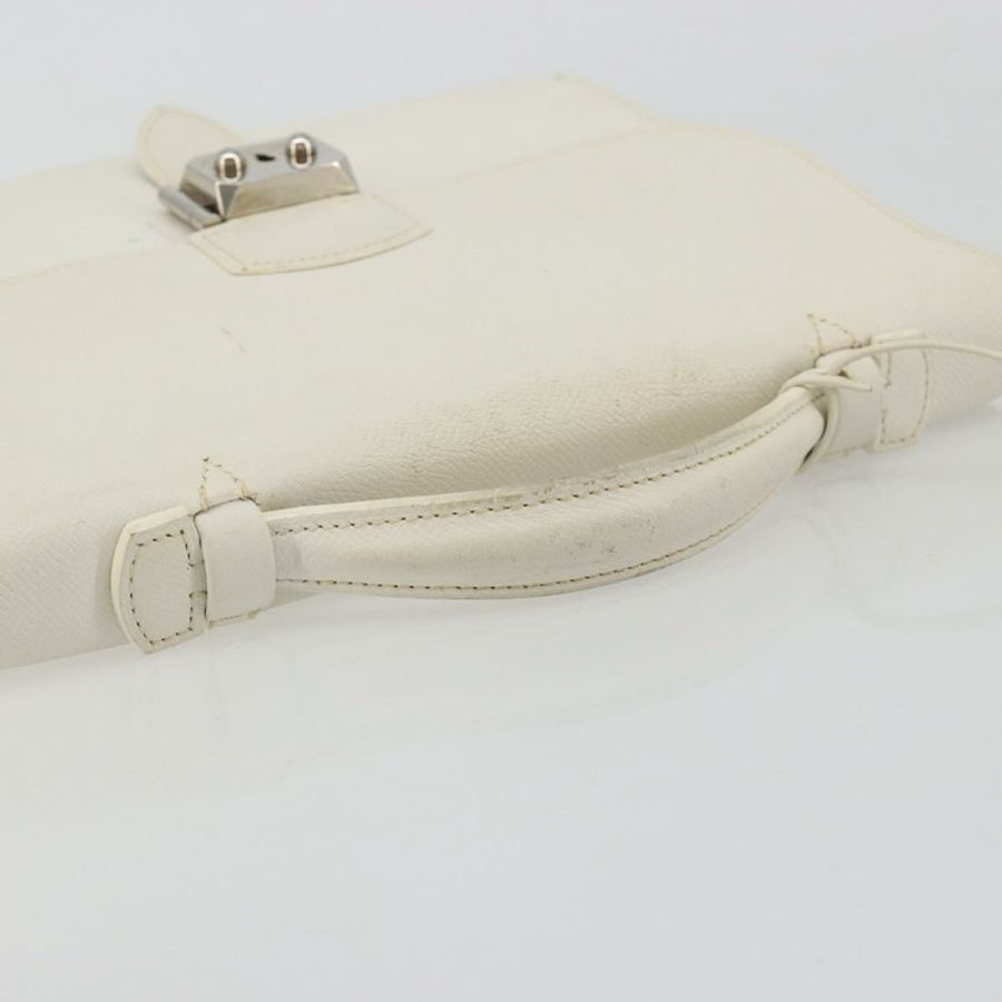 【日本直送】愛馬仕 Sac Adepeche 27 手提包,白色銀色皮革,正品,貨號 182041A-6