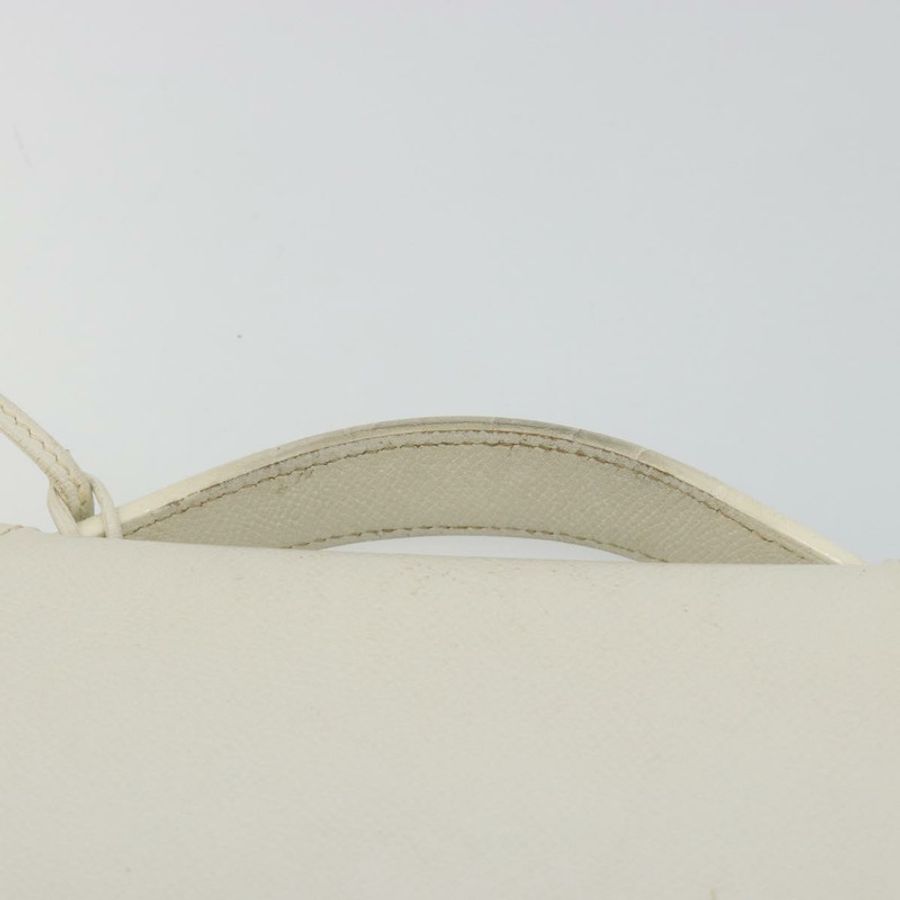 【日本直送】愛馬仕 Sac Adepeche 27 手提包,白色銀色皮革,正品,貨號 182041A-7