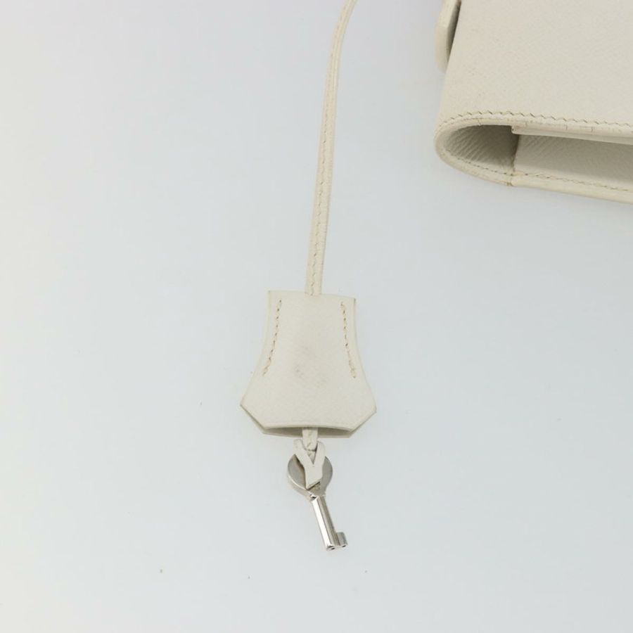 【日本直送】愛馬仕 Sac Adepeche 27 手提包,白色銀色皮革,正品,貨號 182041A-9