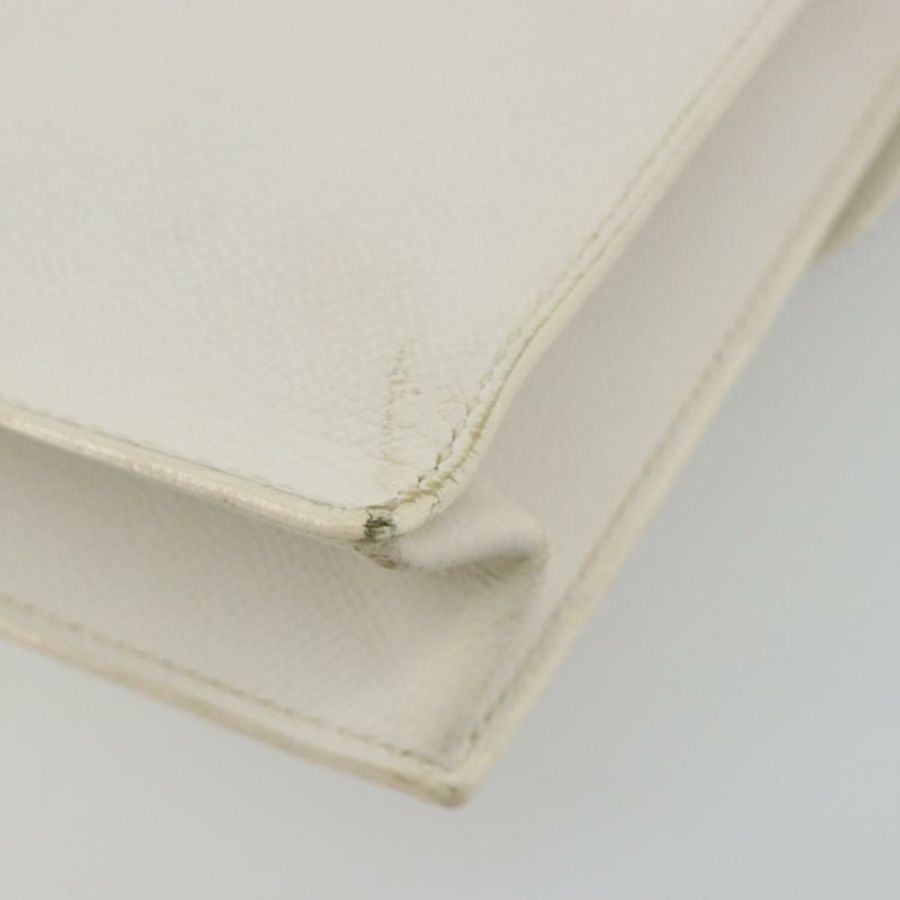 【日本直送】愛馬仕 Sac Adepeche 27 手提包,白色銀色皮革,正品,貨號 182041A-14